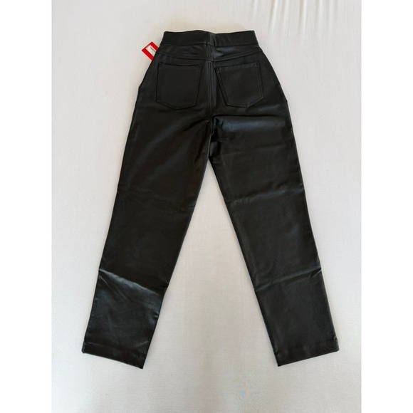 NWT Spanx Faux Leather Slim High Rise Straight Pull On Pants Black Size XS - Picture 3 of 6